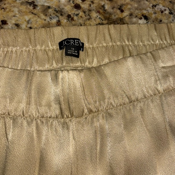 J. Crew Astrid Wide Leg Pant in Luster Crepe Satin Size 16 Champagne Off White - Picture 8 of 10
